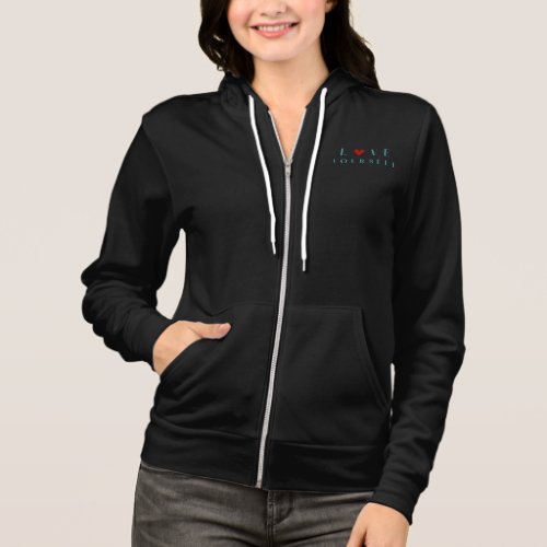 Minimalist "Love Yourself" Teal & Red Heart Sweats Hoodie
