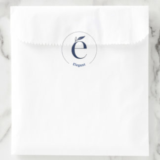 Minimalist Lowercase E Logo with Botanical Leaf  Classic Round Sticker