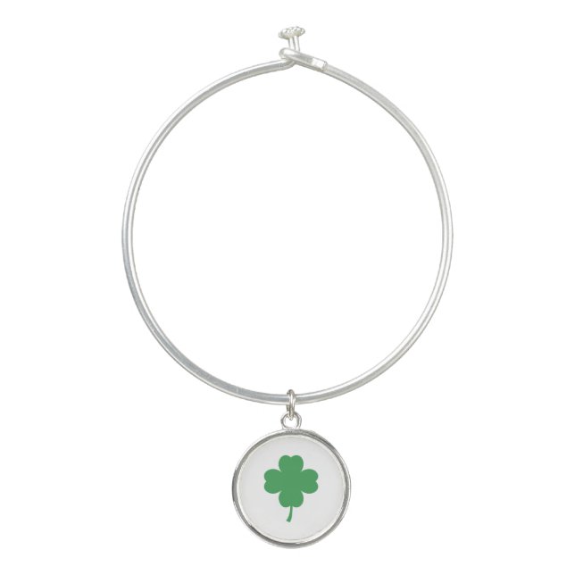 Minimalist Lucky Clover Bangle Bracelet Design (Front)