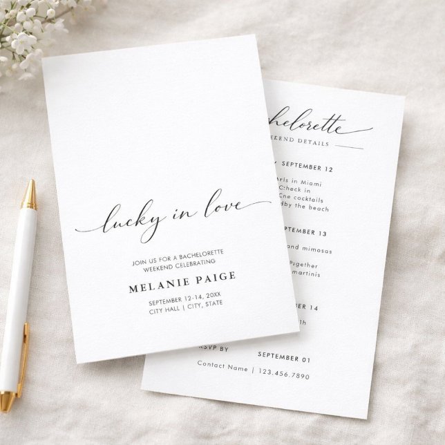 Minimalist Lucky In Love Bachelorette Weekend Invitation (Creator Uploaded)