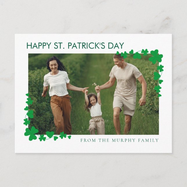 Minimalist lucky shamrock st. Patrick's Day One  Holiday Postcard (Front)