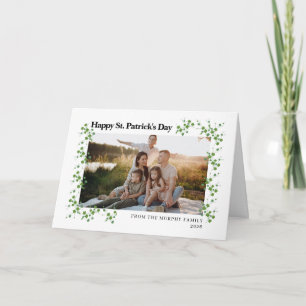 Minimalist lucky shamrock st. Patrick's Day Photo Holiday Card