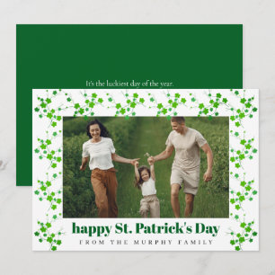 Minimalist lucky shamrock st. Patrick's Day Photo Holiday Card