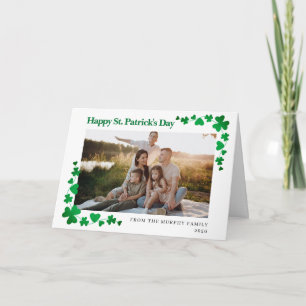 Minimalist lucky shamrock st. Patrick's Day photo Holiday Card