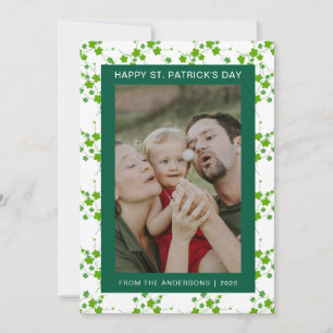 Minimalist lucky shamrock st. Patrick's Day Photo Holiday Card