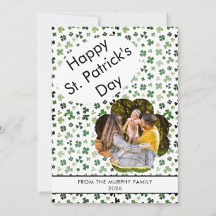 Minimalist lucky shamrock st. Patrick's Day Photo Holiday Card