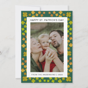 Minimalist lucky shamrock st. Patrick's Day Photo Holiday Card