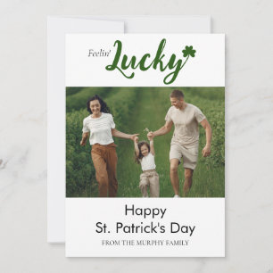 Minimalist lucky shamrock st. Patrick's Day Photo Holiday Card
