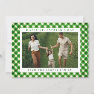 Minimalist lucky shamrock st. Patrick's Day Photo Holiday Card