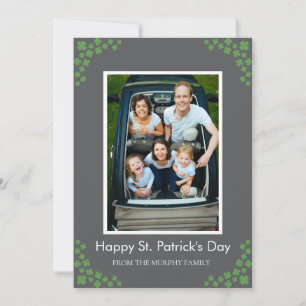 Minimalist lucky shamrock st. Patrick's Day Photo Holiday Card