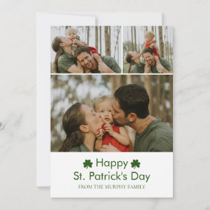 Minimalist lucky shamrock st. Patrick's Day Photo Holiday Card