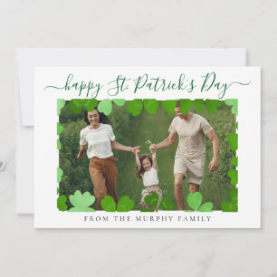 Minimalist lucky shamrock st. Patrick's Day Photo Holiday Card