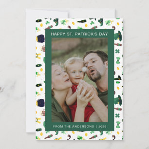 Minimalist lucky shamrock st. Patrick's Day Photo Holiday Card