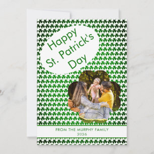 Minimalist lucky shamrock st. Patrick's Day Photo Holiday Card