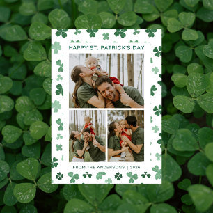 Minimalist lucky shamrock st. Patrick's Day Photo Holiday Card