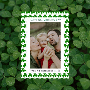 Minimalist lucky shamrock st. Patrick's Day Photo Holiday Card