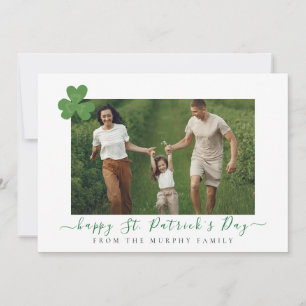 Minimalist lucky shamrock st. Patrick's Day Photo Holiday Card
