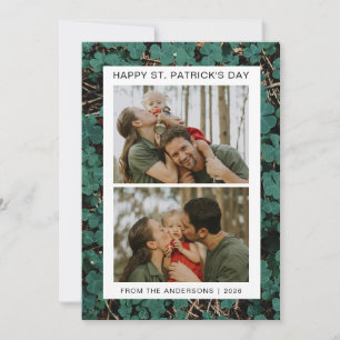 Minimalist lucky shamrock st. Patrick's Day Photo Holiday Card