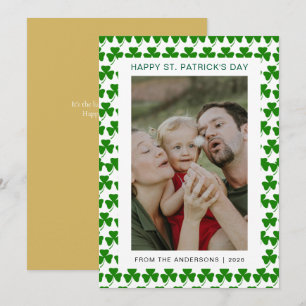 Minimalist lucky shamrock st. Patrick's Day Photo Holiday Card