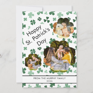 Minimalist lucky shamrock st. Patrick's Day Photo Holiday Card