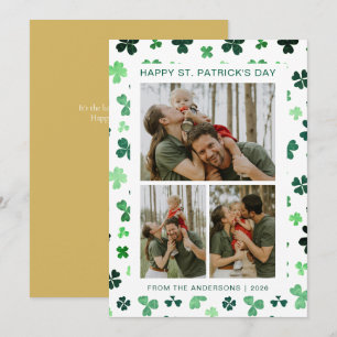 Minimalist lucky shamrock st. Patrick's Day Photo Holiday Card