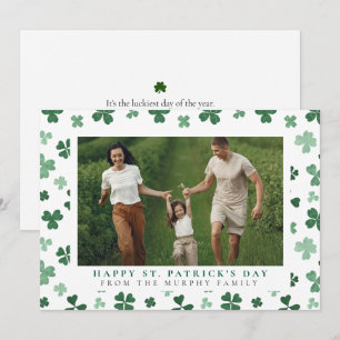 Minimalist lucky shamrock st. Patrick's Day Photo Holiday Card