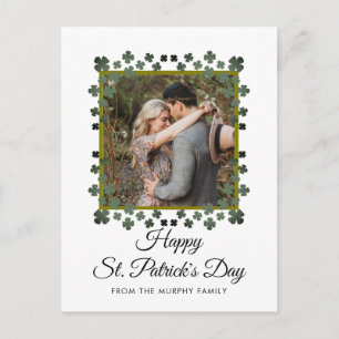Minimalist lucky shamrock st. Patrick's Day Photo Holiday Postcard