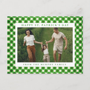 Minimalist lucky shamrock st. Patrick's Day Photo Holiday Postcard