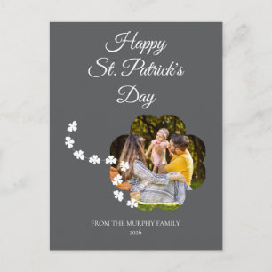 Minimalist lucky shamrock st. Patrick's Day Photo Holiday Postcard