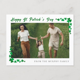 Minimalist lucky shamrock st. Patrick's Day photo Holiday Postcard