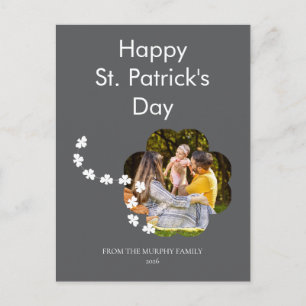 Minimalist lucky shamrock st. Patrick's Day Photo Holiday Postcard
