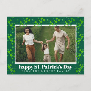 Minimalist lucky shamrock st. Patrick's Day Photo Holiday Postcard