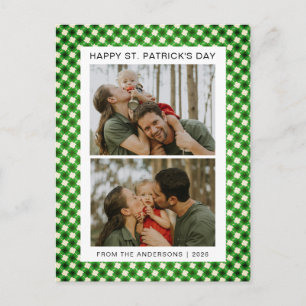Minimalist lucky shamrock st. Patrick's Day Photo Holiday Postcard
