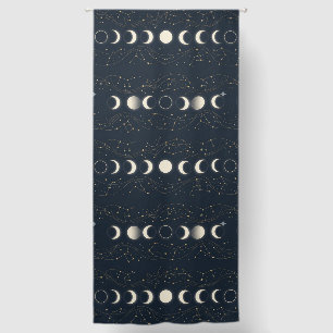 Minimalist Lunar Phases Pattern with Stars and Nig Blackout Curtains