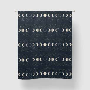 Minimalist Lunar Phases Pattern with Stars and Nig Blackout Curtains