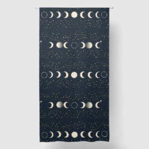 Minimalist Lunar Phases Pattern with Stars and Nig Blackout Curtains