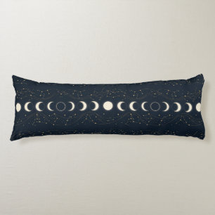 Minimalist Lunar Phases Pattern with Stars and Nig Body Pillow
