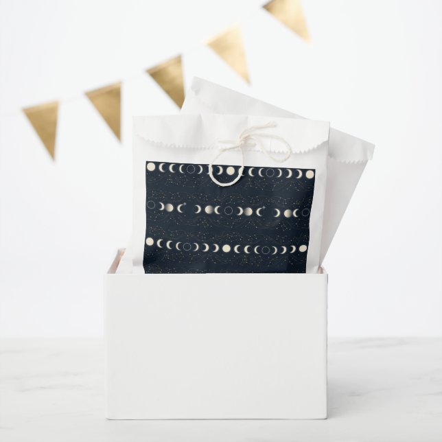Minimalist Lunar Phases Pattern with Stars and Nig Favor Bag (Party)