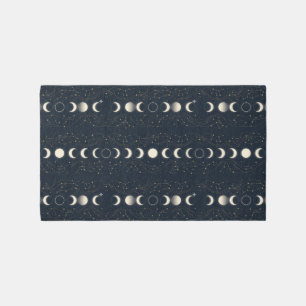 Minimalist Lunar Phases Pattern with Stars and Nig Rug