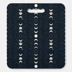 Minimalist Lunar Phases Pattern with Stars and Nig Seat Cushion