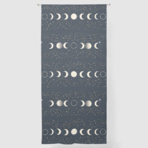 Minimalist Lunar Phases Pattern with Stars and Nig Sheer Curtains