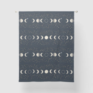 Minimalist Lunar Phases Pattern with Stars and Nig Sheer Curtains