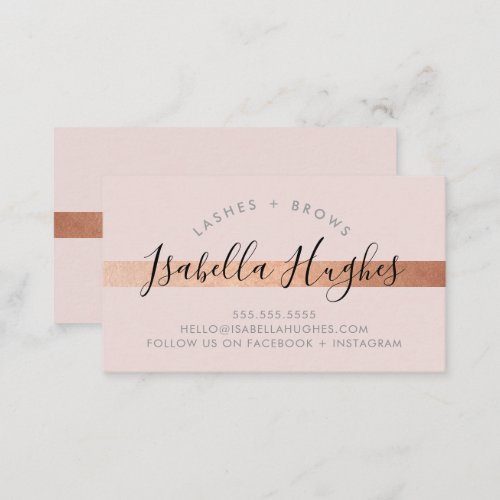 MINIMALIST luxe faux rose gold stripe blush pink Business Card