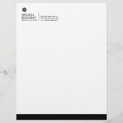 Minimalist Luxe Floral Logo Designer BlackWhite Letterhead