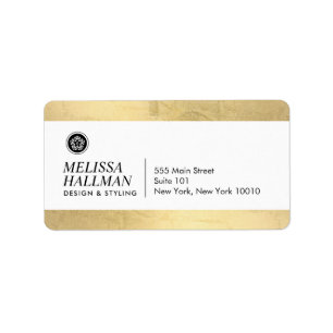 Minimalist Luxe Floral Logo Designer Faux Gold Label