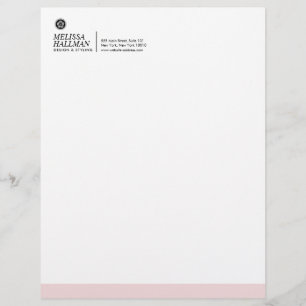 Minimalist Luxe Floral Logo Designer Pink Letterhead