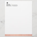 Minimalist Luxe Floral Logo Designer Rose Gold Letterhead<br><div class="desc">A modern floral icon is placed above your name or business name on this personalized letterhead design. A sliver of faux rose gold across the bottom adds a touch of color and sophistication. Logo design © 1201AM® Design Studio</div>