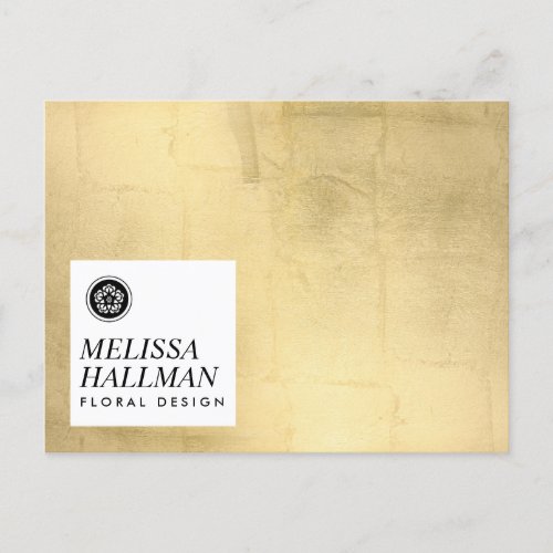 Minimalist Luxe Floral Logo Faux Gold Postcard