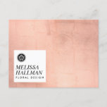 Minimalist Luxe Floral Logo Rose Gold Postcard