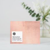 Minimalist Luxe Floral Logo Rose Gold Postcard (Standing Front)